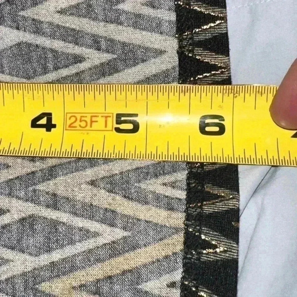 Lularoe Xs Elegant Carly in a black, gold , and‎ grey chevron pattern. NWT. - Picture 9 of 10